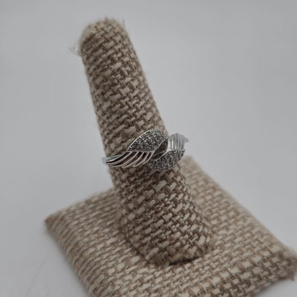 Size 7.75 Sterling Silver Cubic Zirconia Gem Wings Ring A3829 - Picture 3 of 9